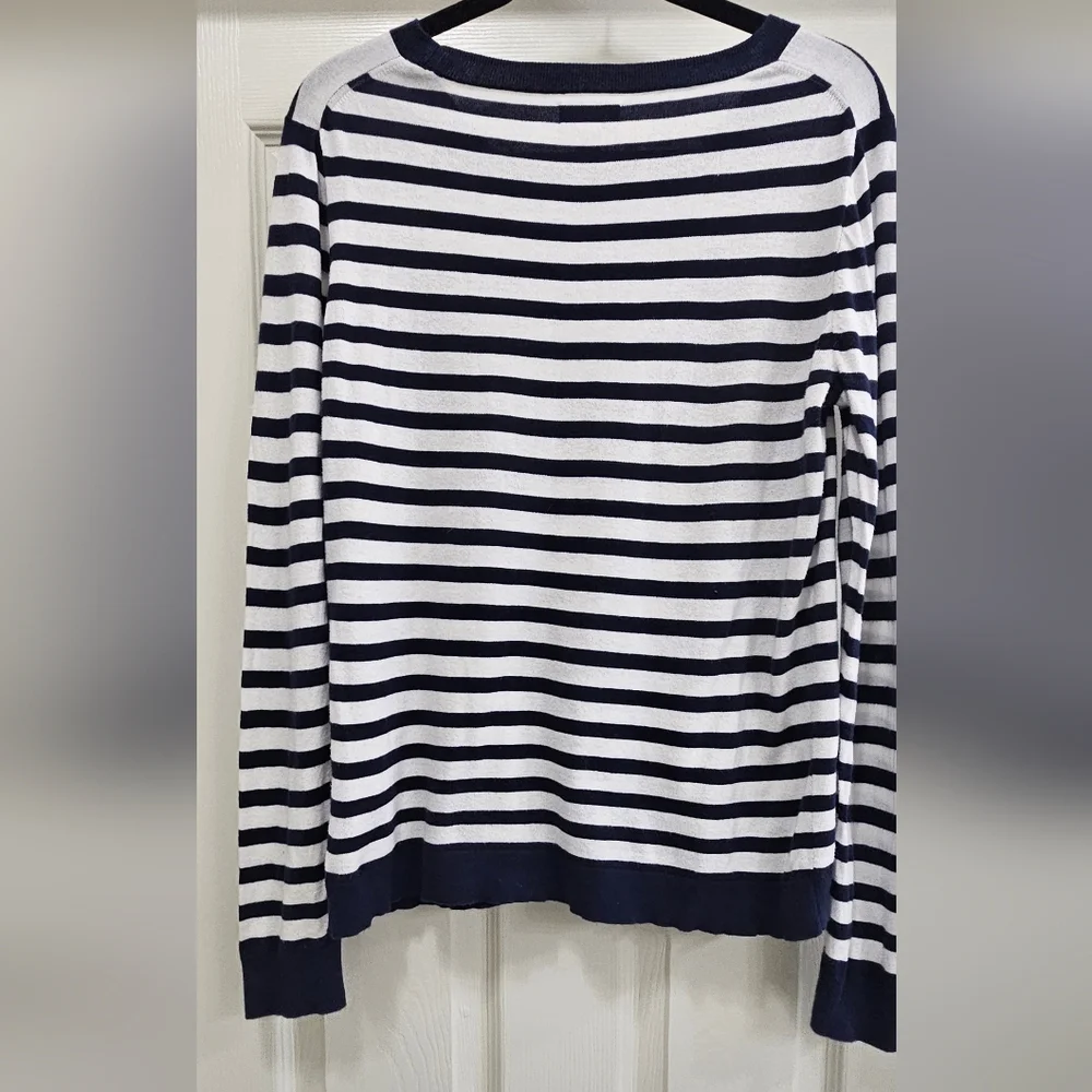 J. Crew Navy and White Striped Teddie Sweater - Picture 4 of 4